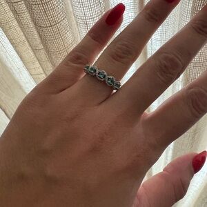 Diamond & Green Gemstone Ring